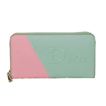dior zippy wallet calfskin 118 green&pink - Click Image to Close
